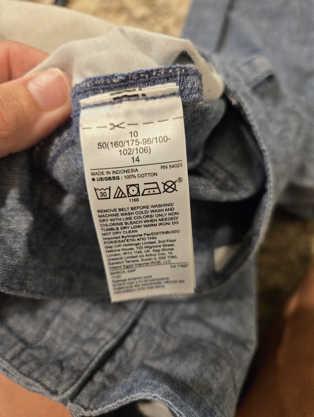 GAP Women's Wide Leg Chambray Pants Blue 100% Cotton Size 10 - Picture 4 of 6